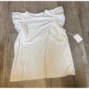 NWT LC Lauren Conrad White Lace Flutter Sleeve Top Womens Plus 0X